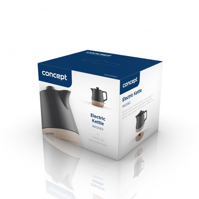 Concept RK0062 electric kettle 1 L 1200 W Anthracite, Wood Concept RK0062 electric kettle 1 L 1200 W Anthracite, Wood