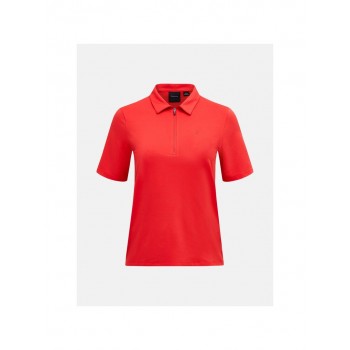 PEAK PERFORMANCE Women's Comfort Zip Polo Shirt, red