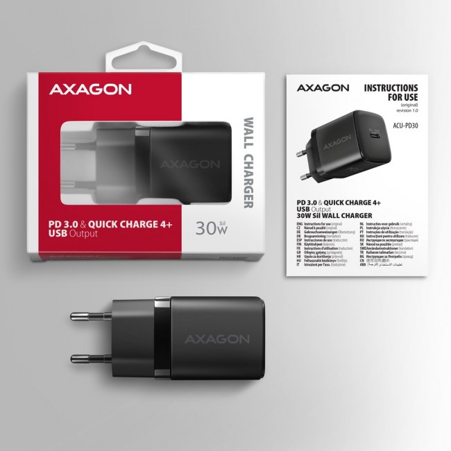 Axagon ACU-PD30 kroviklis jungiama tinkl PD 30W, 1x port USB-C, PD3.0/QC3.0/AFC/FCP/Apple Juoda Mobile phone, Smartphone, Smartwatch, Tablet, Universal, Watch Black AC Fast charging Indoor Axagon ACU-PD30 kroviklis jungiama tinkl PD 30W, 1x port USB-C, PD3.0/QC3.0/AFC/FCP/Apple Juoda Mobile phone, Smartphone, Smartwatch, Tablet, Universal, Watch Black AC Fast charging Indoor