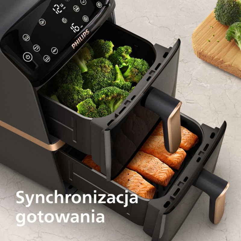 Philips 4000 series Dual Stack Airfryer Vertical Basket 10L Double Stand-alone 2750 W Hot air fryer Black