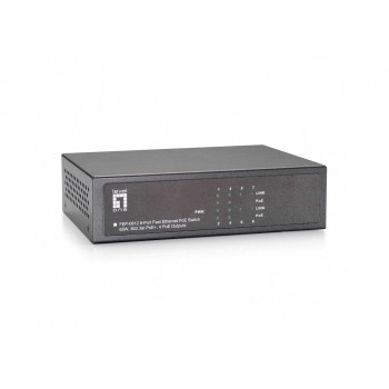 LevelOne 8-Port Fast Ethernet PoE Switch, 802.3at/af PoE, 4 PoE Outputs, 65W