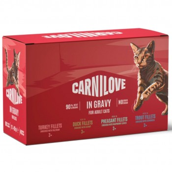 CARNILOVE Cat Pouch Gravy Box - wet cat food - 12x85g