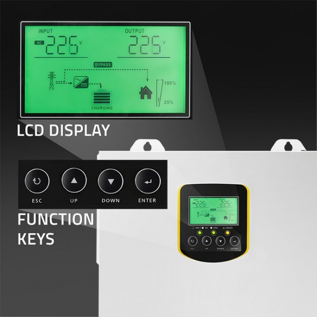 Qoltec Hybrid Off-Grid Solar Inverter 2.5kVA | 2.5kW | 100A | MPPT | LCD | BMS | Sine Qoltec Hybrid Off-Grid Solar Inverter 2.5kVA | 2.5kW | 100A | MPPT | LCD | BMS | Sine
