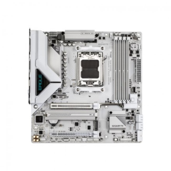 GIGABYTE B850M EAGLE WIFI6E ICE Motherboard - AMD Ryzen 9000 Series CPUs, 8+2+2 Phases Digital VRM, up to 8200MHz DDR5 (OC), 1xPCIe 5.0 + 1xPCIe 4.0 M.2, Wi-Fi 6E, 2.5 GbE LAN, USB 3.2 Gen 2 GIGABYTE B850M EAGLE WIFI6E ICE Motherboard - AMD Ryzen 9000 Series CPUs, 8+2+2 Phases Digital VRM, up to 8200MHz DDR5 (OC), 1xPCIe 5.0 + 1xPCIe 4.0 M.2, Wi-Fi 6E, 2.5 GbE LAN, USB 3.2 Gen 2