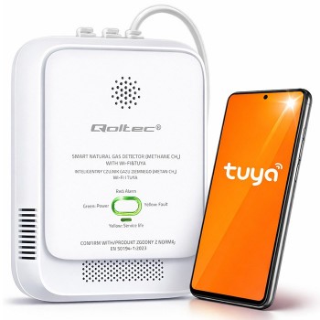 Qoltec 52651 Natural Gas Leak Sensor | CH4 detector | NG | Tuya | Wi-Fi | 85dB alarm | LED