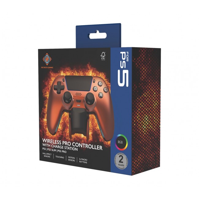 Deltaco Gaming GAM-199-ORANGECOPPER Gaming Controller Orange, Bronze Bluetooth/USB Gamepad PlayStation 5, PC, Android, iOS