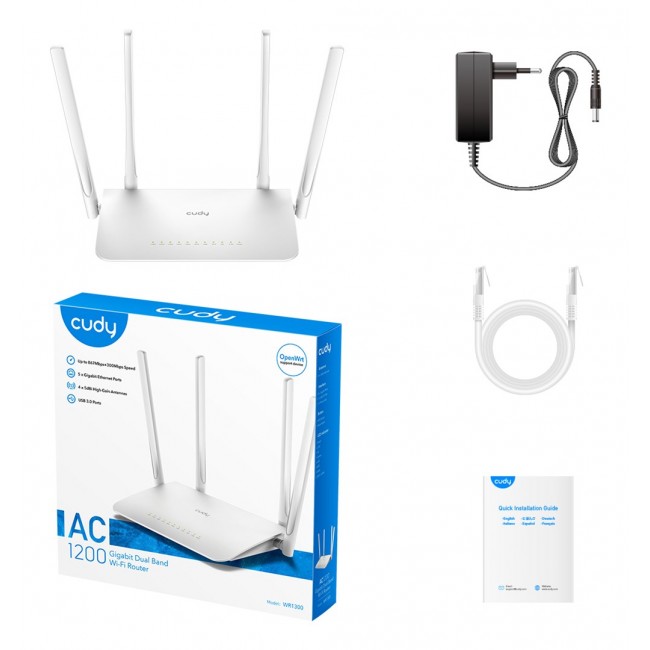 Cudy WR1300 wireless router Gigabit Ethernet Dual-band (2.4 GHz / 5 GHz) White