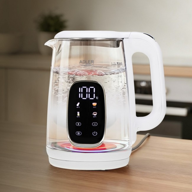 Adler AD 1305WS electric kettle 1.7 L 2200 W Transparent, White, Silver Adler AD 1305WS electric kettle 1.7 L 2200 W Transparent, White, Silver