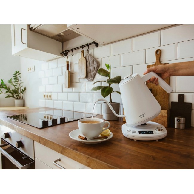 Electric kettle ADLER AD 1349w with long spout 1.0L White Electric kettle ADLER AD 1349w with long spout 1.0L White