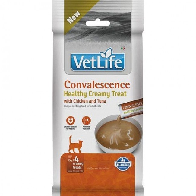 FARMINA Vet Life Cat Convalescence Creamy treat with Chicken & Tuna box cat treat 4x15g