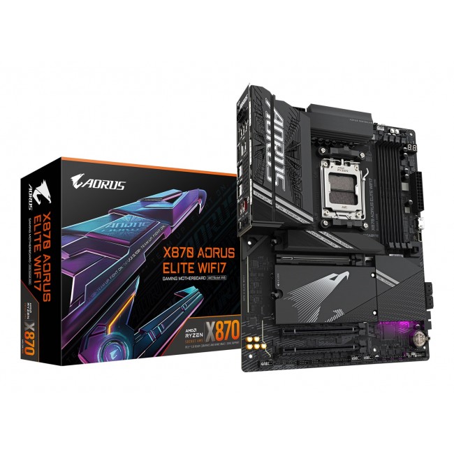 GIGABYTE X870 AORUS ELITE WIFI7 Motherboard - Supports AMD Ryzen 9000 CPUs, 16+2+2 phases VRM, up to 8000MHz DDR5 (OC), 3xPCIe 5.0 + 1xPCIe 4.0, Wi-Fi 7, 2.5GbE LAN, USB 4 GIGABYTE X870 AORUS ELITE WIFI7 Motherboard - Supports AMD Ryzen 9000 CPUs, 16+2+2 phases VRM, up to 8000MHz DDR5 (OC), 3xPCIe 5.0 + 1xPCIe 4.0, Wi-Fi 7, 2.5GbE LAN, USB 4