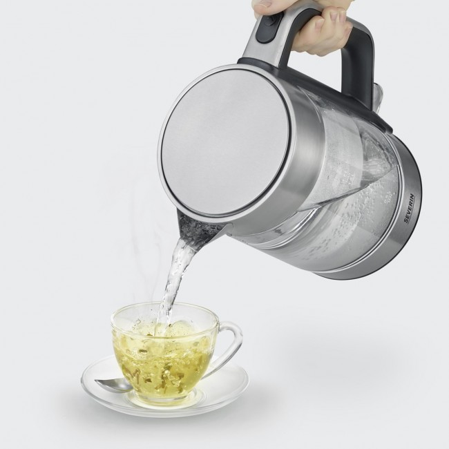Severin WK 3420 electric kettle 1.7 L 2200 W Black, Stainless steel, Transparent
