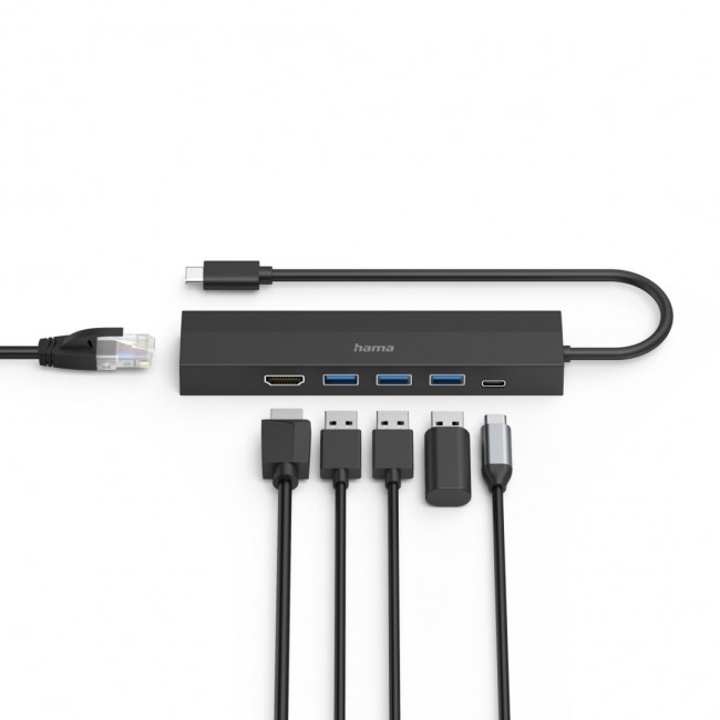 Hama 00200144 interface hub USB 3.2 Gen 1 (3.1 Gen 1) Type-C 5000 Mbit/s Black