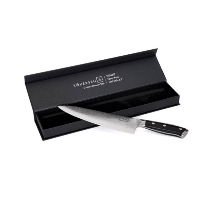 Chef Kohersen Elegance Ebony Wood Chef's knife Damascus steel 21.6 cm Chef Kohersen Elegance Ebony Wood Chef's knife Damascus steel 21.6 cm