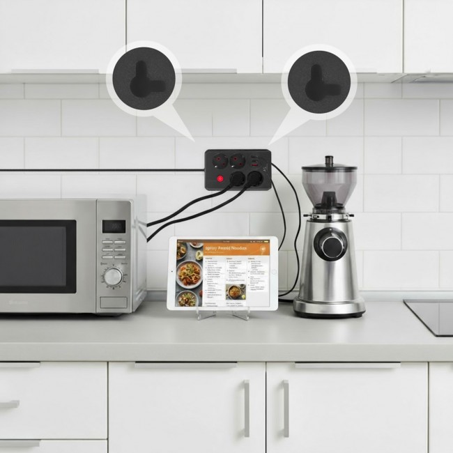 Maclean power strip, 4-socket extension cable + 3xUSB, 110-240V AC 50/60Hz, 2.1A max 2500W, 1.5m, black, MCE392 B Maclean power strip, 4-socket extension cable + 3xUSB, 110-240V AC 50/60Hz, 2.1A max 2500W, 1.5m, black, MCE392 B