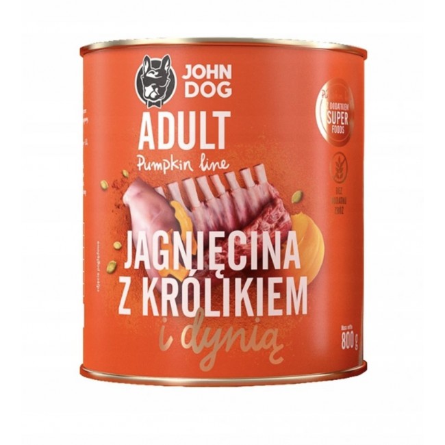 JOHN DOG Pumpkin Lamb with rabbit and pumpkin - wet dog food - 800g