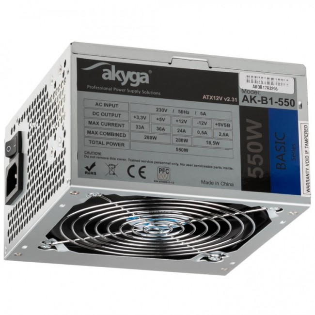 Akyga AK-B1-550 power supply unit 550 W 20+4 pin ATX ATX Grey Akyga AK-B1-550 power supply unit 550 W 20+4 pin ATX ATX Grey