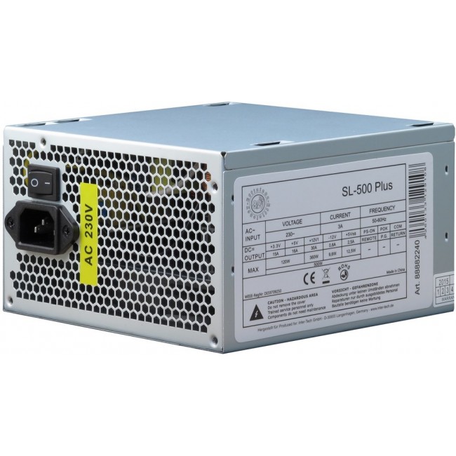 Inter-Tech SL-500 Plus power supply unit 500 W 20+4 pin ATX ATX Silver