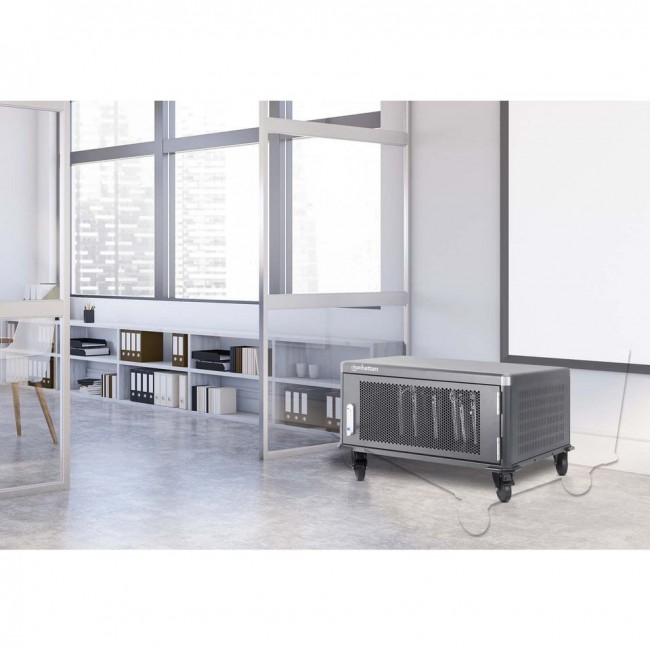 Manhattan Laptop Charging Cabinet Desktop via AC Adapter (EU) 20-bay, Install device's AC Adapter (power cables) into unit, Suitable for ALL laptops (to 16