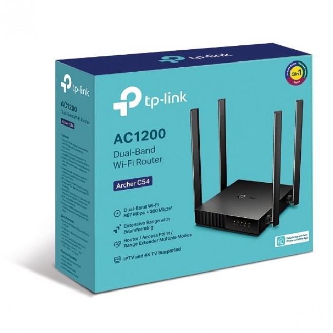 TP-Link Archer C54 wireless router Fast Ethernet Dual-band (2.4 GHz / 5 GHz) Black TP-Link Archer C54 wireless router Fast Ethernet Dual-band (2.4 GHz / 5 GHz) Black