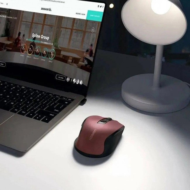 Ugreen MU006 wireless optical mouse USB 2.4 GHz / Bluetooth 5.0 4000 DPI red
