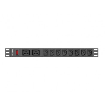 Lanberg PDU-02I1908I-0200-C20-BK power distribution unit (PDU) 10 AC outlet(s) 1U Black