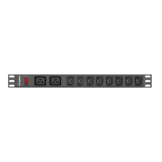 Lanberg PDU-02I1908I-0200-C20-BK power distribution unit (PDU) 10 AC outlet(s) 1U Black