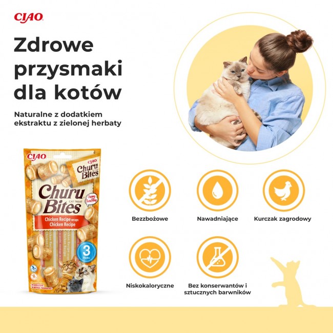 INABA Churu Bites Chicken recipe wraps - cat treats - 3x10 g INABA Churu Bites Chicken recipe wraps - cat treats - 3x10 g