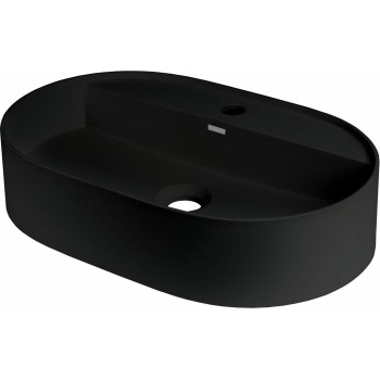 Granite countertop washbasin with a faucet island - oval