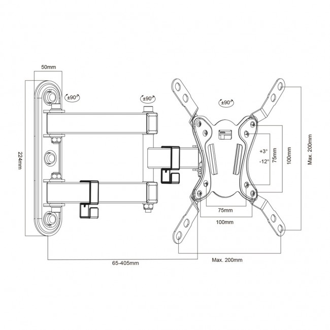 Maclean MC-418 TV Monitor Full Motion Wall Mount 23 Maclean MC-418 TV Monitor Full Motion Wall Mount 23