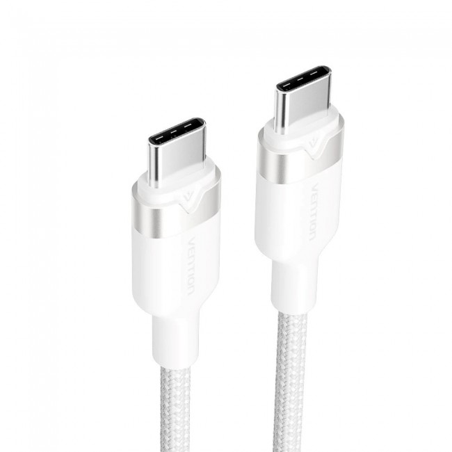 Vention USB-C to C cable, braided, 3A, 480Mbps, 60W, 2m, WH