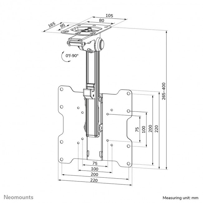 Neomounts FPMA-C020BLACK Monitor/TV mount ceiling 10-40