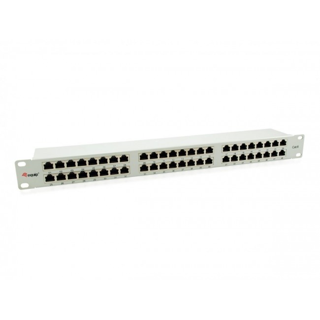 Equip 48-Port Cat.6 Shielded Patch Panel, Light Grey