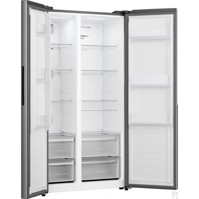 Gorenje Side by side kyl /fryssk p med MultiFlow Cooling f r j mn luftcirkulation i hela sk pet. NoFrost Plus eliminerar manuell avfrostning, medan SuperCool och FastFreeze hj lper till att uppr tth lla optimala f rh llanden f r nyinlagda dagligvaror.