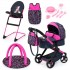Bayer XEO Doll's Stroller, High Chair, Navy Blue Sleeping Bag with Accessories 17080AB