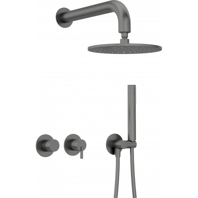 Concealed shower set with overhead shower - with horizontal mixer