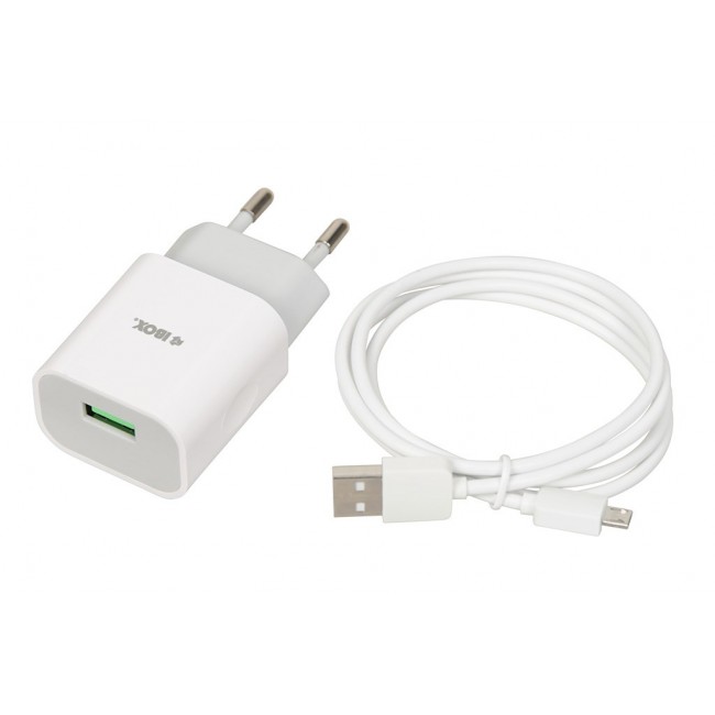 Power charger iBOX C-41 USB 2A, 1 USB port, microUSB cable, White