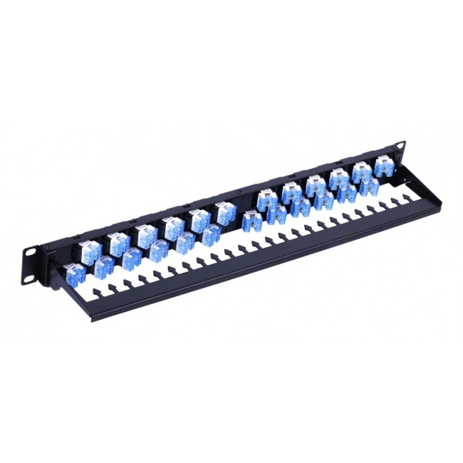 Techly UTP Patch Panel 24 Places RJ45 Cat.6A Inclined Output 1U Black Techly UTP Patch Panel 24 Places RJ45 Cat.6A Inclined Output 1U Black