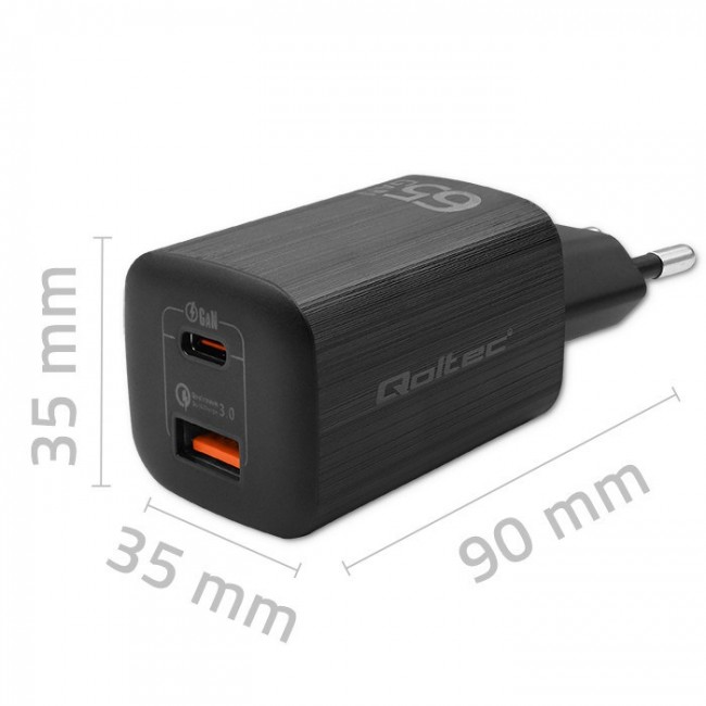 Qoltec 50766 mobile device charger Laptop, Portable gaming console, Power bank, Smartphone, Smartwatch, Tablet Black AC Fast charging Indoor Qoltec 50766 mobile device charger Laptop, Portable gaming console, Power bank, Smartphone, Smartwatch, Tablet Black AC Fast charging Indoor