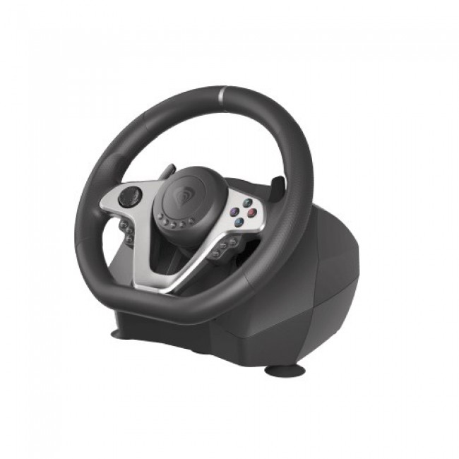 GENESIS Seaborg 400 Black, Silver USB Steering wheel + Pedals Nintendo Switch, PC, PlayStation 4, Playstation 3, Xbox 360, Xbox One, Xbox One S, Xbox One X