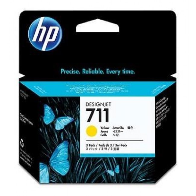 HP 711 3-pack 29-ml Yellow DesignJet Ink Cartridges