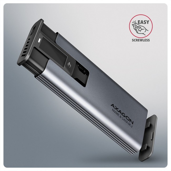 Axagon EEM2-SD2 USB-C 10Gbps - M.2 NVMe & SATA SSD DISPLAY box