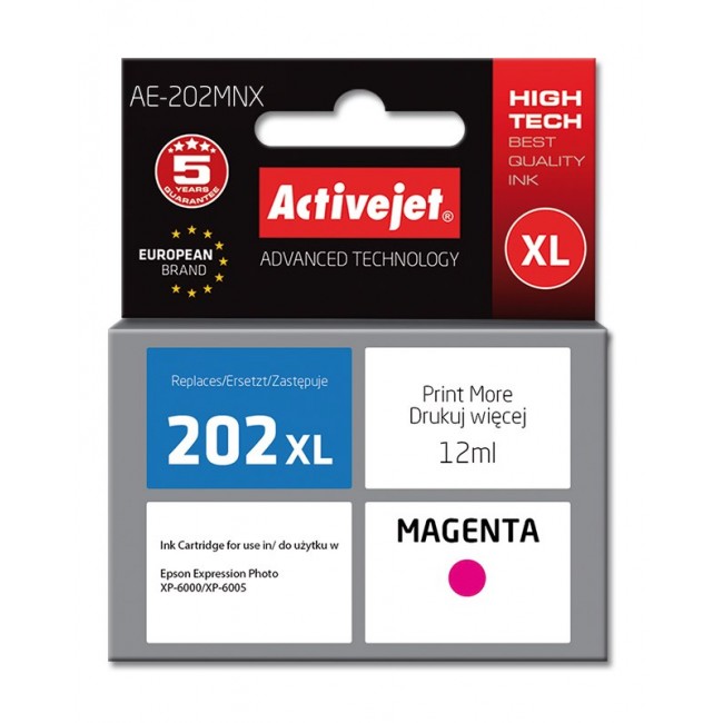 Activejet AE-202MNX ink (replacement for Epson 202XL H34010 Supreme 12 ml magenta) Activejet AE-202MNX ink (replacement for Epson 202XL H34010 Supreme 12 ml magenta)