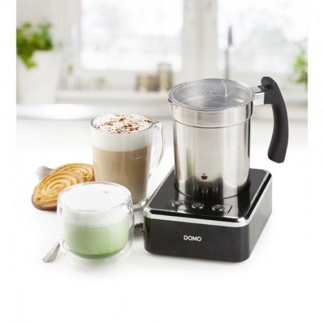 Domo DO717MF milk frother/warmer Automatic Black, Stainless steel