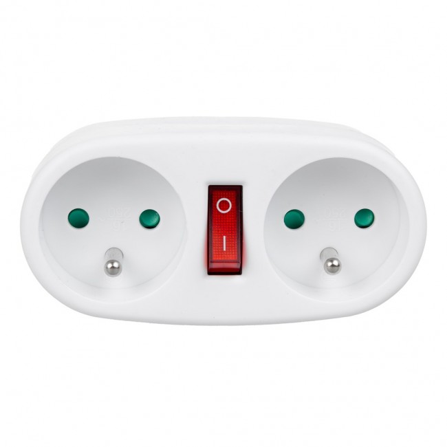 Maclean Current Outlet, Socket Splitter with 2 Sockets and Circuit Breaker, Type E, 2x16A, MCE337 E Maclean Current Outlet, Socket Splitter with 2 Sockets and Circuit Breaker, Type E, 2x16A, MCE337 E