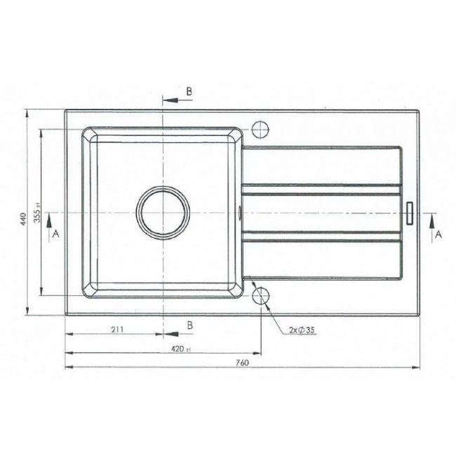 Sink MAIDSINKS Promo 76x44 1B 1D black Sink MAIDSINKS Promo 76x44 1B 1D black