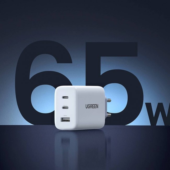 Ugreen CD275 Wall Charger with Cable 2 USB Type-C / USB 65W White Ugreen CD275 Wall Charger with Cable 2 USB Type-C / USB 65W White