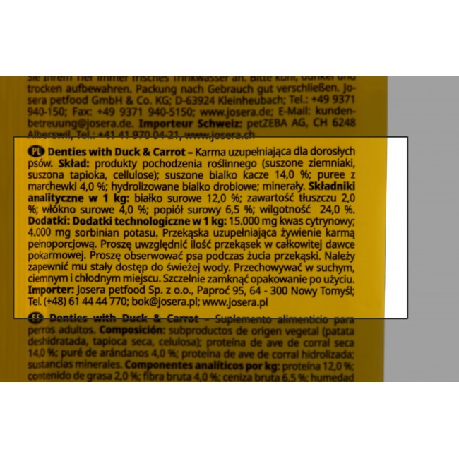 JOSERA Denties Duck with carrot - Dog treat - 180g JOSERA Denties Duck with carrot - Dog treat - 180g