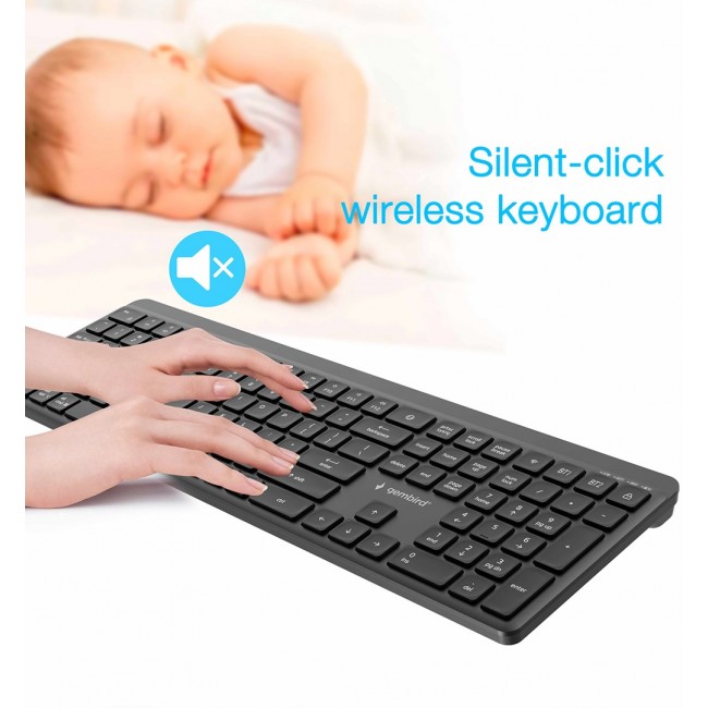 Gembird KB-WPS-03 Dual-mode pro-business slim wireless keyboard, 2.4G+BT, US layout