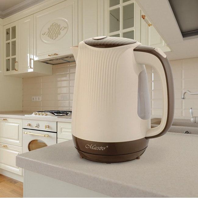 Feel-Maestro MR042 beige electric kettle 1.7 L Beige, Brown 2200 W